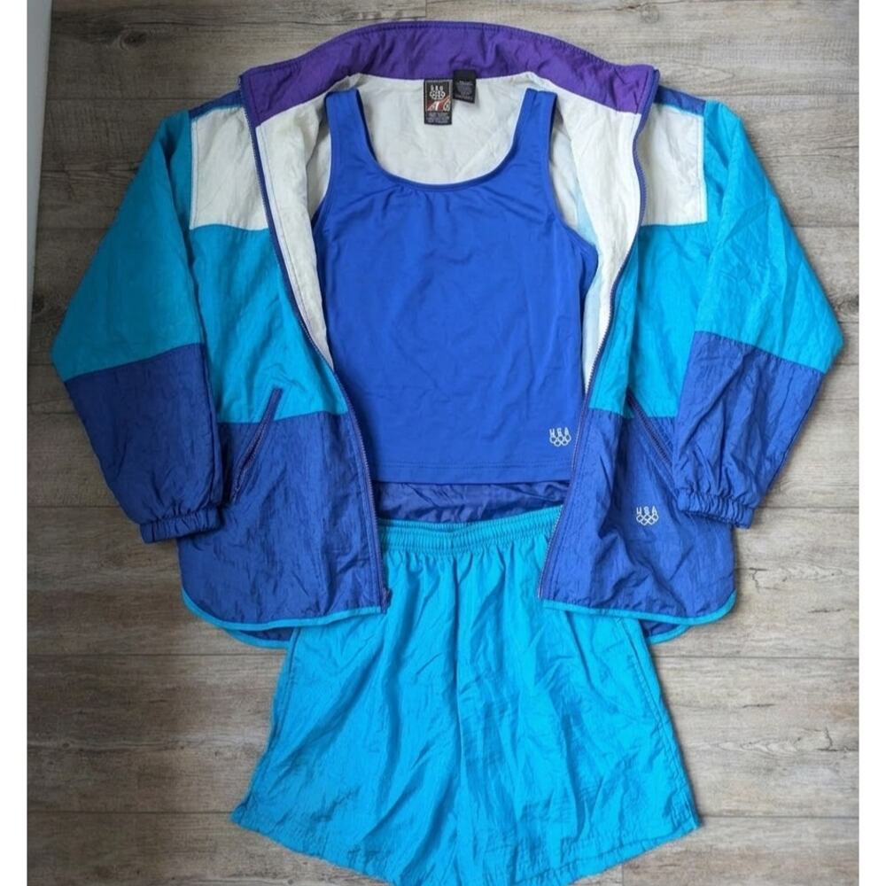 Vintage 90s USA Olympic Windbreaker Shorts Tank Top 3pc Set S/M/XL JCPenney